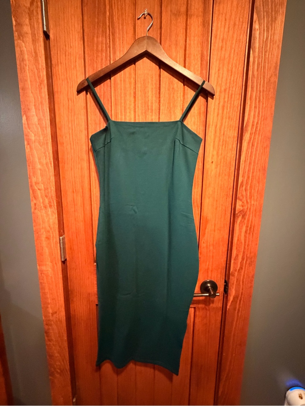 Lulu's Teal Green Spaghetti-Strap Midi Dress